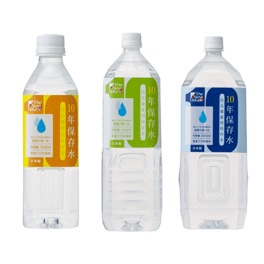 10年保存水ボトル3本（500ml、1500ml、2000ml）本体